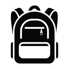 Backpack icon. Backpack symbol template for graphic and web design collection. Black silhouette. Vertical view from front to back. schoolbag icon logo vector illustration.