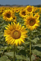 Fototapeta premium Sunflowers Field In Full Bloom
