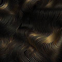Gold on Black Abstract Line Art Seamless Pattern