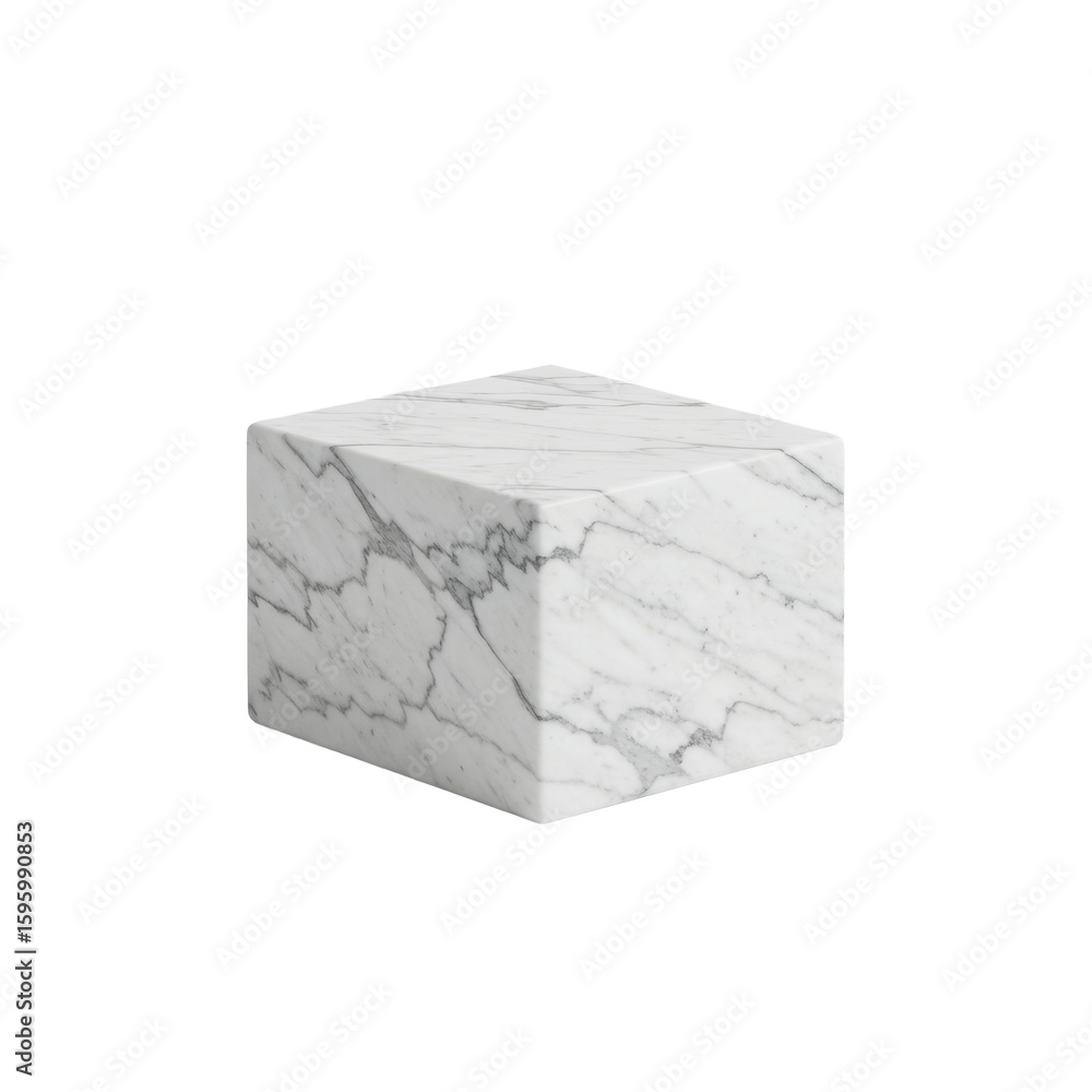 Poster a transparent marble trophy base with delicate grey veining, smooth and polished, isolated on a seam
