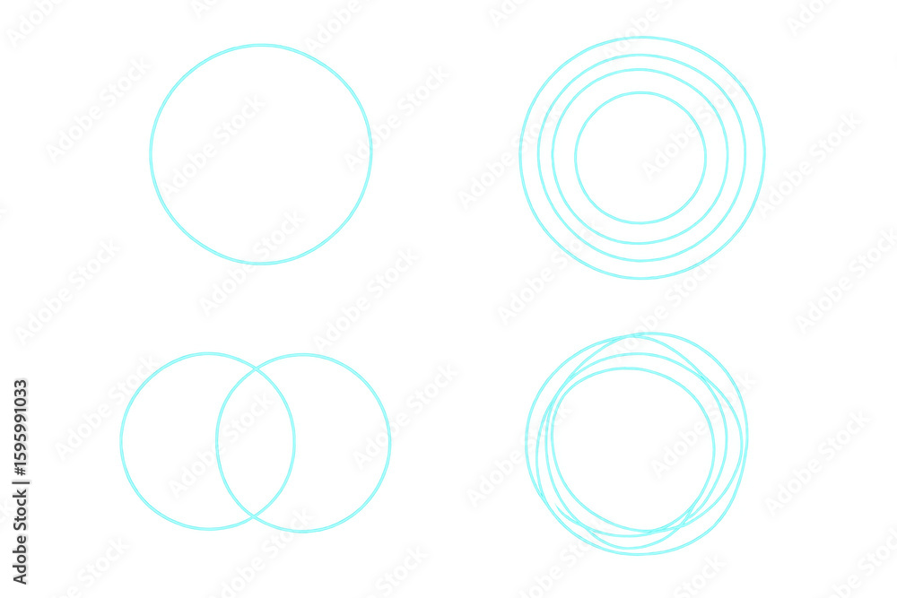 Poster four different light blue circle frames are displayed on a transparent background, creating a simple