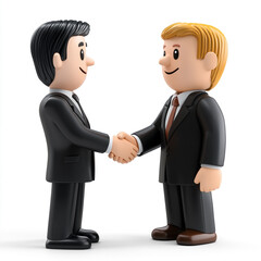 3D businessmen shaking hands with a colleague isolated on white background

