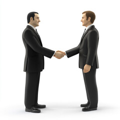 3D businessmen shaking hands with a colleague isolated on white background

