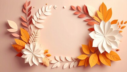 Fototapeta premium Creative paper flower arrangement studio setup decorative art warm tones eye-level view nature-inspired concept for home decor