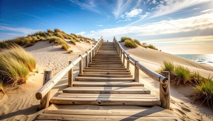 Serene Steps Crafted from Driftwood Leading to Dune Crest