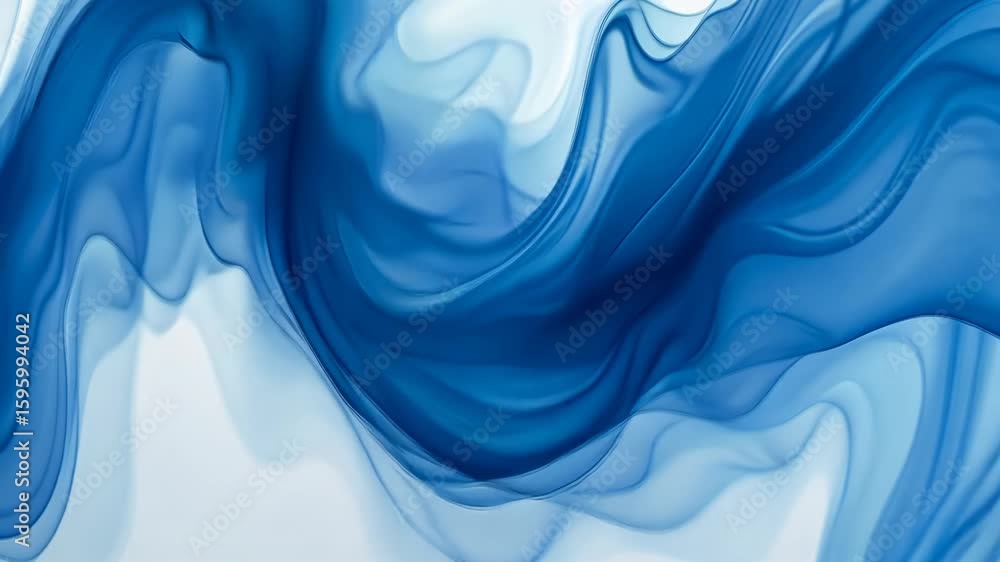 Poster dynamic blue ink swirling patterns fluid motion abstract visuals