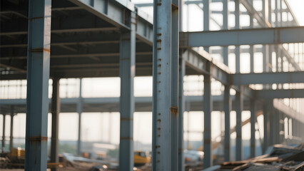 Fototapeta premium Steel Framework of an Unfinished Industrial Building