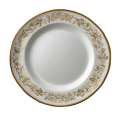 White plate round porcelain dish isolated on transparent background