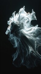 Abstract Glowing White Shapes on Dark Background