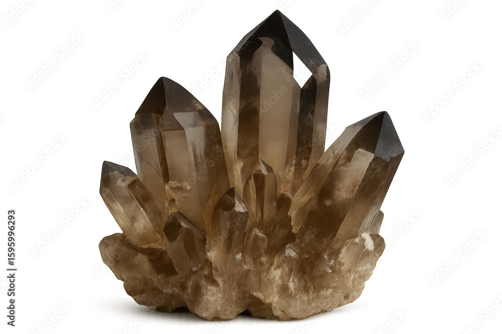 Aufkleber smoky quartz crystal cluster on transparent background, creating a captivating display of nature's a