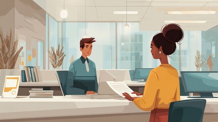 市役所での窓口対応の様子