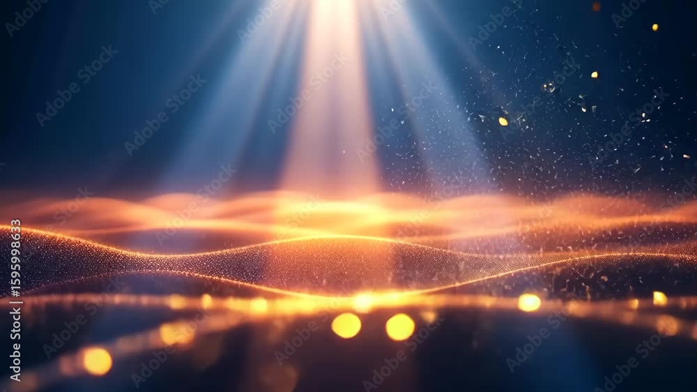 Poster dynamic abstract light waves with fiery sparkles and glowing rays