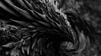 Abstract Bird Head Close Up In Black And White