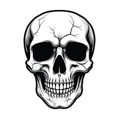 Obraz premium Haunted skull with broken top and dark shadows