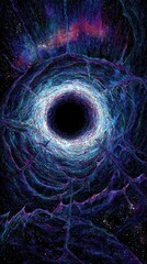 Abstract Colorful Pixelated Black Hole In Space