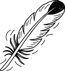 Obraz premium A black vintage quill feather drawing set is a detailed vector illustration of a bird's wing plume