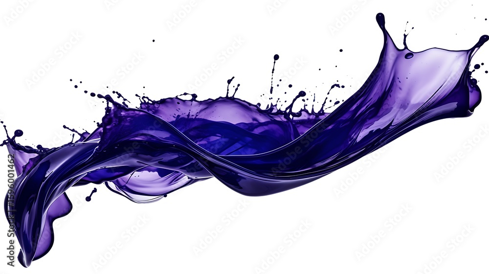 Poster dark indigo polish splash erupting vertically with needle-sharp streams, full frame on white backgro