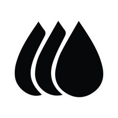 Water droplets icon. Illustration of three water or oil droplets. Liquid symbol.