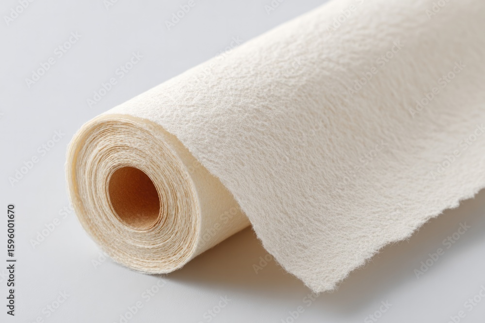 Poster watercolor scroll partially unrolled with soft inked lines and frayed edges