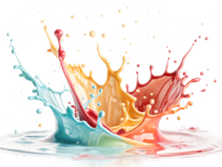 Colorful paint splash with vibrant hues creating a dynamic liquid explosion on white background