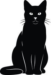 Vector art of black cat sitting on a transparent background