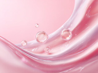 Elegant swirls in pink with bubbles create a refreshing ambiance.