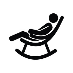 Rocking chair icon. Illustration of a person relaxing in a rocking chair.