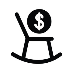 Rocking chair icon. Illustration of a rocking chair with a dollar symbol. Dollar in a rocking chair.