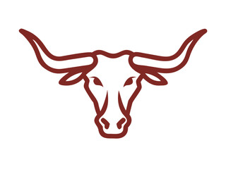 Bold longhorn cattle head logo design. A stylized, front-facing longhorn cattle head logo, perfect for branding or agricultural imagery. 