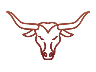Bold longhorn cattle head logo design. A stylized, front-facing longhorn cattle head logo, perfect for branding or agricultural imagery. 