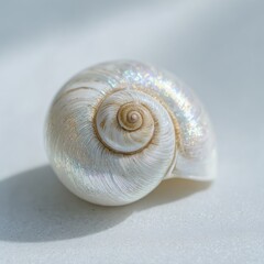 Close Up Detailed White Iridescent Seashell