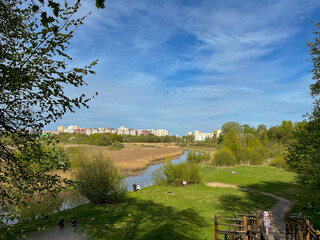 Beautiful summer landscapes in one of the parks in Minsk,