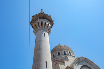 Carol I Mosque Minaret and Architecture under Blue Sky