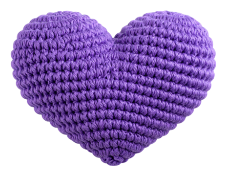  Purple Crochet Heart – Handmade Yarn Craft PNG - Powered by Adobe