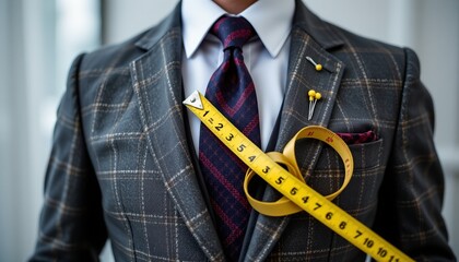 tailor measuring suit, pins and tape, custom fashion