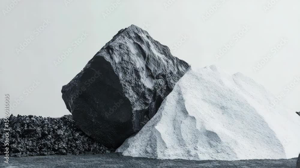 Poster abstract large rocks and rough texture terrain in grayscale