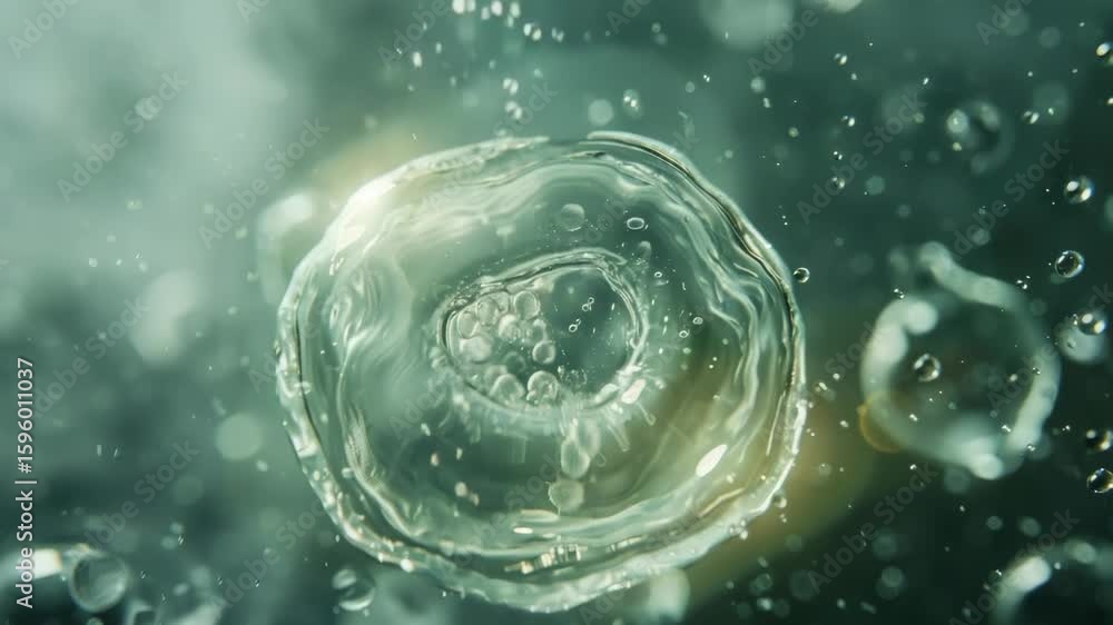 Poster science experiment with water droplets and transparent sphere in a lab setting.