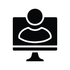 Online Meeting Icon. Illustration of a Computer Screen Showing a Person's Profile. Online Meeting Symbol.