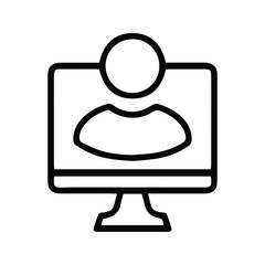 Online Meeting Icon. Illustration of a Computer Screen Showing a Person's Profile. Online Meeting Symbol.