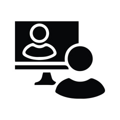 Online Meeting Icon. Work From Home Illustration. Online Interview. EPS10.