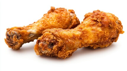 Delicious Crispy Fried Chicken Drumsticks Isolated on White