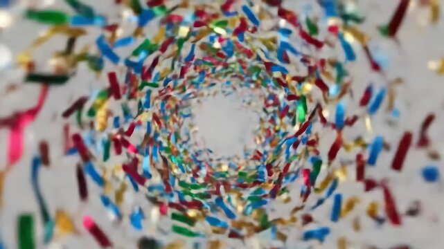 Colorful candy sprinkles and plastic beads create a sweet, festive pattern perfect for a birthday party background