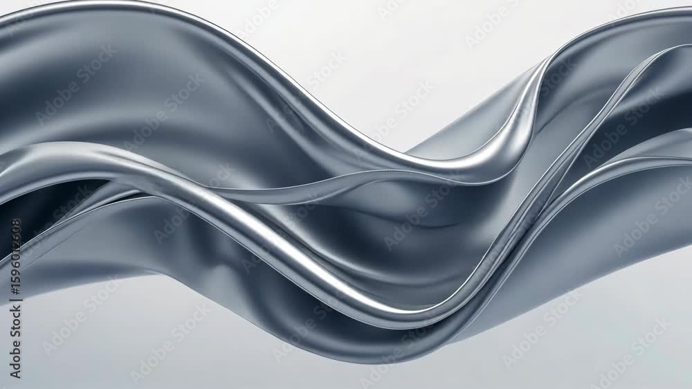 Poster sleek metallic abstract wave art with flowing smooth curves and high-gloss finish