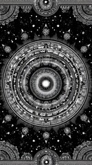 Intricate Black And White Mandala Design