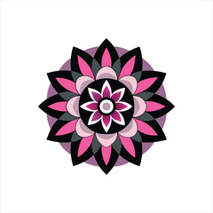 Abstract vector illustration of a colorful floral design featuring a pink lotus, perfect for spring decoration or an elegant wallpaper pattern