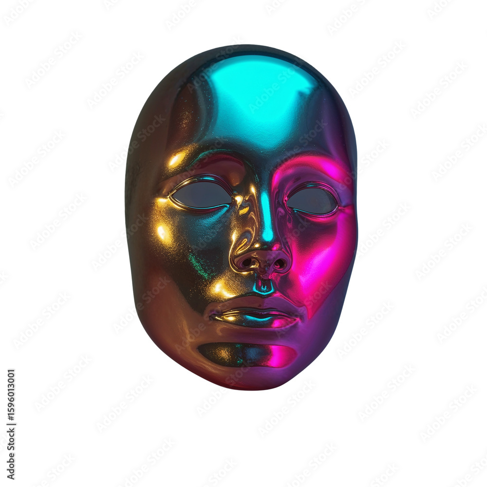 Aufkleber iridescent chrome mask floats suspended displaying captivating colorful light gradients
