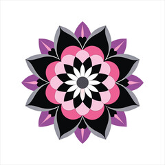 Abstract floral vector illustration featuring a colorful lotus pattern with decorative leaves, perfect for a spring or summer design