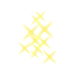 Shining yellow sparkles stars elements png for decoration and others
