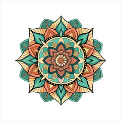 Abstract floral vector illustration featuring a seamless pattern of colorful flower and leaf elements, perfect for vintage nature-inspired designs and decorations