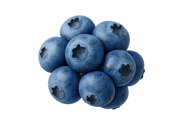 Ripe blueberries clustered tightly, gleaming with moisture, arranged against transparent backdrop for clean culinary imagery